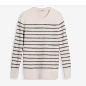 41 Hawthorn Ivory Black Striped Wool Alpaca Crewneck Knit Sweater Women Medium